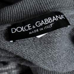 Pre Owned بلوفر دولتشي آند غابانا  تريكو قطن رصاصي برقعة مقاس صغير جدًا - إكس سمول