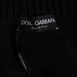 Pre Owned Dolce & Gabbana Black Wool Knit & Jacquard Button Detail Jumper XL