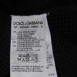 Pre Owned Dolce & Gabbana Black Wool Knit & Jacquard Button Detail Jumper XL