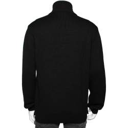 Pre Owned Dolce & Gabbana Black Wool Knit & Jacquard Button Detail Jumper XL