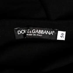 مملوكة مسبقًا تي شيرت دولتشي أند غابانا قطن أسود رقبة حرف في مقاس كبير ( لارج )