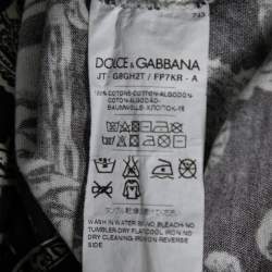 Pre Owned Dolce & Gabbana Monochrome Printed Cotton Crewneck T-Shirt XS
