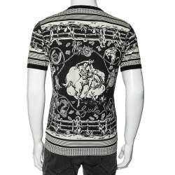Pre Owned Dolce & Gabbana Monochrome Printed Cotton Crewneck T-Shirt XS