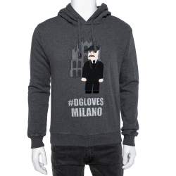 مملوكة مسبقًا سويت شيرت بهودي دولتشي أند غابانا تريكو رصاصي مزين رقعات مقاس صغير ( سمول )