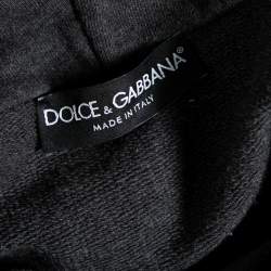 مملوكة مسبقًا سويت شيرت بهودي دولتشي أند غابانا تريكو رصاصي مزين رقعات مقاس صغير ( سمول )