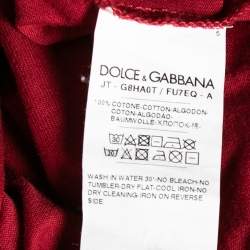 Pre Owned Dolce & Gabbana Burgundy Cotton Short Sleeve V Neck T-Shirt XXL