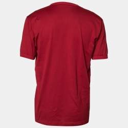 Pre Owned Dolce & Gabbana Burgundy Cotton Short Sleeve V Neck T-Shirt XXL