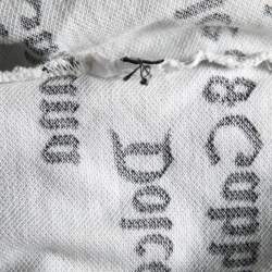 Pre Owned Dolce & Gabbana White and Black All Over Logo Printed Polo T-Shirt S