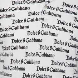 Pre Owned Dolce & Gabbana White and Black All Over Logo Printed Polo T-Shirt S