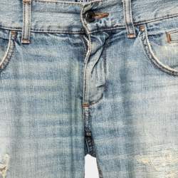 Pre Owned Dolce & Gabbana Blue Distressed Denim Fit 14 Jeans XS