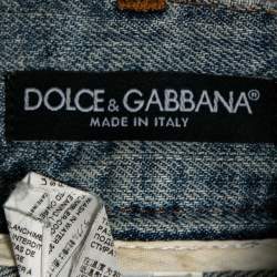 Pre Owned Dolce & Gabbana Blue Distressed Denim Fit 14 Jeans XS