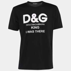 Pre Owned Dolce & Gabbana Black Jersey King Logo Print T-Shirt L