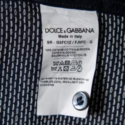 Pre Owned قميص دولتشي أند غابانا بطيات قطن أزرق كحلي بأزرار أمامية مقاس كبير جداً جداً ( إكس إ كس لارج )