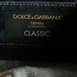 Dolce & Gabbana Navy Blue Denim Bee Embroidered Jeans S