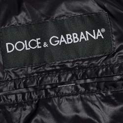 Pre Owned جاكيت دولتشي آند غابانا قماش صناعي أسود بهودي وسحاب أمامي مقاس متوسط - ميديوم
