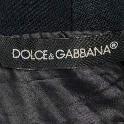 Pre Owned جاكيت دولتشي آند غابانا قماش صناعي أسود بهودي وسحاب أمامي مقاس متوسط - ميديوم