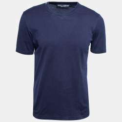 مملوكة مسبقًا Dolce & Gabbana Navy Blue Cotton Short Sleeve T-Shirt M