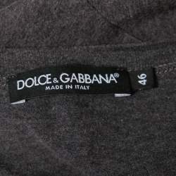 Pre Owned Dolce & Gabbana Grey Cotton Short Sleeve V-Neck T-Shirt S