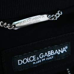 مملوكة مسبقًا Dolce & Gabbana Black Crepe Rib Knit Trimmed Zip Front Jacket L