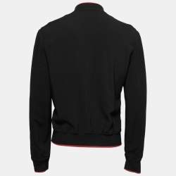 مملوكة مسبقًا Dolce & Gabbana Black Crepe Rib Knit Trimmed Zip Front Jacket L