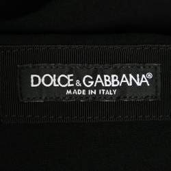 مملوكة مسبقًا Dolce & Gabbana Black Crepe Rib Knit Trimmed Zip Front Jacket L