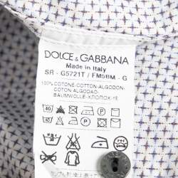 Pre Owned قميص دولتشي آند غابانا قطن مطبوع أبيض بأزرار أمامية مقاس متوسط - ميديوم