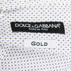 Pre Owned قميص دولتشي آند غابانا قطن مطبوع أبيض بأزرار أمامية مقاس متوسط - ميديوم