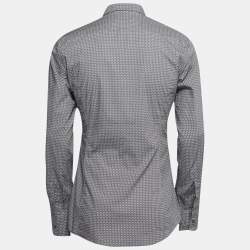Pre Owned Dolce & Gabbana Grey Printed Cotton Sicilia Button Front Shirt L