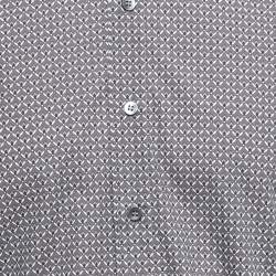 Pre Owned Dolce & Gabbana Grey Printed Cotton Sicilia Button Front Shirt L