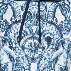 مملوكة مسبقًا Dolce & Gabbana Blue Cotton Sicilian Majolica Print Hoodie L