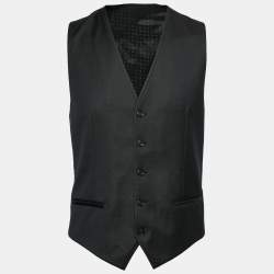 Pre Owned Dolce & Gabbana Black Polka Dotted Wool Waistcoat M