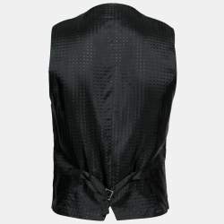 Pre Owned Dolce & Gabbana Black Polka Dotted Wool Waistcoat M