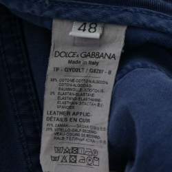 Pre Owned Dolce & Gabbana Blue Dyed Cotton Gold Fit Stretch Trousers M