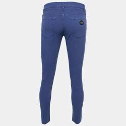 Pre Owned Dolce & Gabbana Blue Dyed Cotton Gold Fit Stretch Trousers M