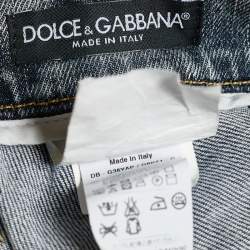 Pre Owned Dolce & Gabbana Indigo Distressed Denim Shorts Waist: 31"