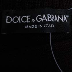 مملوكة مسبقًا Dolce & Gabbana Burgundy Wool Knit Royalty Patch Detail Sweater M