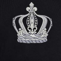 Pre Owned Dolce & Gabbana Black Terry Knit Crown Embroidered Sweatshirt M