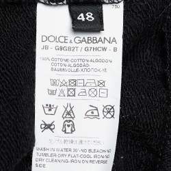 Pre Owned Dolce & Gabbana Black Terry Knit Crown Embroidered Sweatshirt M