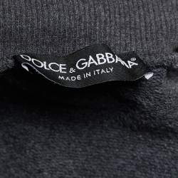 مملوكة مسبقًا Dolce & Gabbana Grey Rib Knit Cotton Zip Front Jacket M