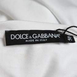 Pre Owned Dolce & Gabbana White Slant Logo Printed Cotton T-Shirt L