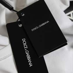 Pre Owned Dolce & Gabbana White Slant Logo Printed Cotton T-Shirt L
