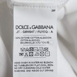 Pre Owned Dolce & Gabbana White Slant Logo Printed Cotton T-Shirt L