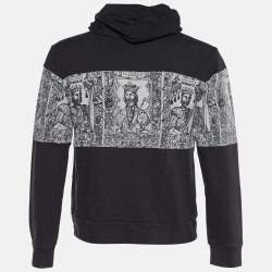 Pre Owned Dolce & Gabbana Grey Cotton Norman King Print Hooded Sweatshirt M