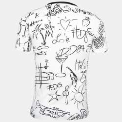 Pre Owned Dolce & Gabbana White Printed Cotton Short Sleeve T-Shirt XS