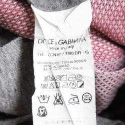 Pre Owned قميص دولتشي أند غابانا قطن قصات متباينة رصاصي وأحمر بأزرار أمامية مقاس كبير جدًا جدًا - إكس إكس لارج