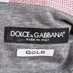 Pre Owned قميص دولتشي أند غابانا قطن قصات متباينة رصاصي وأحمر بأزرار أمامية مقاس كبير جدًا جدًا - إكس إكس لارج