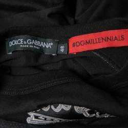 Pre Owned Dolce & Gabbana Black Cotton DG Since 1984 Embroidered Crew Neck T-Shirt M