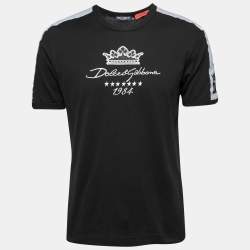 Pre Owned Dolce & Gabbana Black Cotton DG Since 1984 Embroidered Crew Neck T-Shirt M