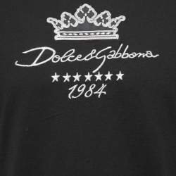Pre Owned Dolce & Gabbana Black Cotton DG Since 1984 Embroidered Crew Neck T-Shirt M