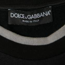 مملوكة مسبقًا سويتشيرت دولتشي أند غابانا قطن أسود مطرز برقبة مستديرة مقاس متوسط - ميديوم